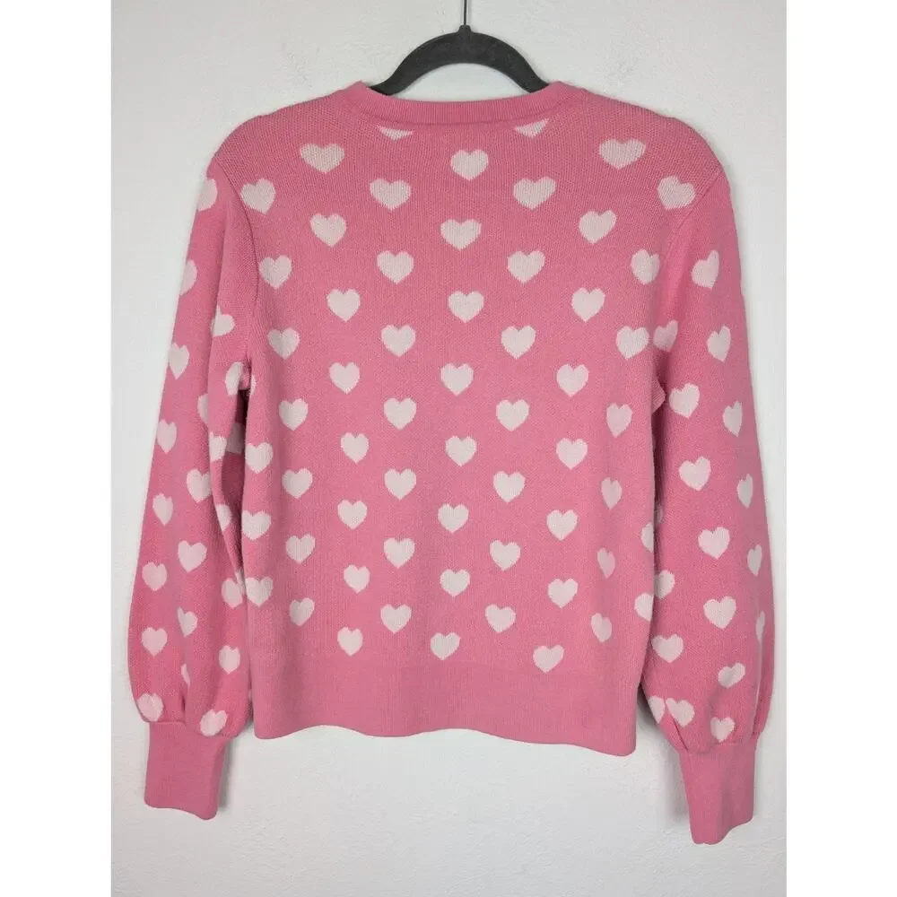 Kate Spade Sweater Perfect Heart Rich Carnation Feminine Designer Pink Size XS